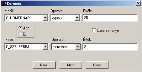 ÉS valamint a VAGY logikai mőveletek segítségével egy további mezı értékére is szőrhetünk.