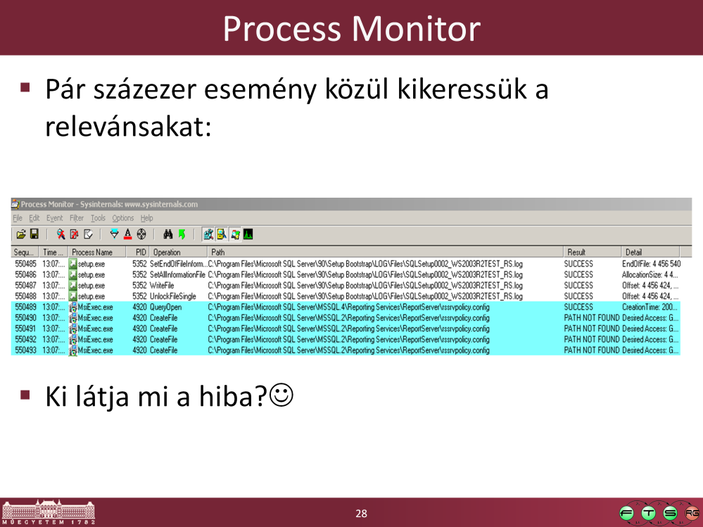 Nem az a gondja, hogy MSSQL.4-ben lévő cél fájlt nem tudja írni, hanem az MSSQL.