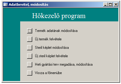 24. ábra: Adatbevitel, módosítás almenü.