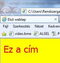 parancs, hogy betűformázás jön Color a szín, a háttérnél tanult módon megadva Size a