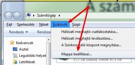 A számítógép beállítása Ha a kiterjesztések nem látszanak, akkor a következőt kell tennünk: Nyissunk meg egy tetszőleges mappát!