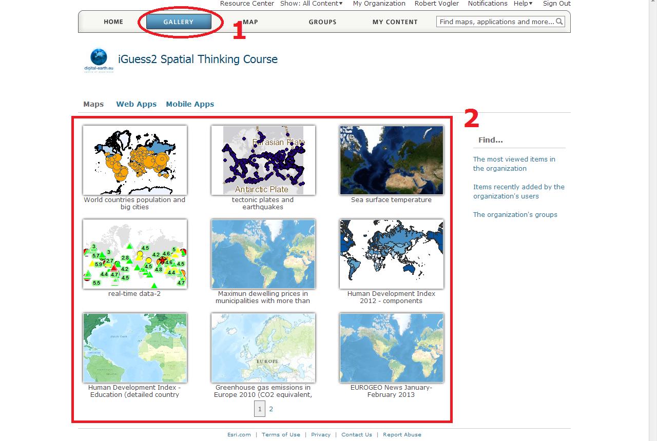 Ezek voltak az ArcGIS Online grafikus felületének az alapvető elemei.