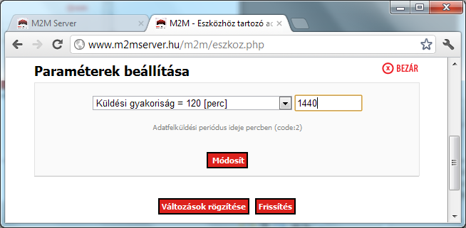 Az egyes paraméterek átállításához, vagy azok értékadásához válasszuk ki a bal oldali legördíthető listából a beállítani kívánt paraméter változót.
