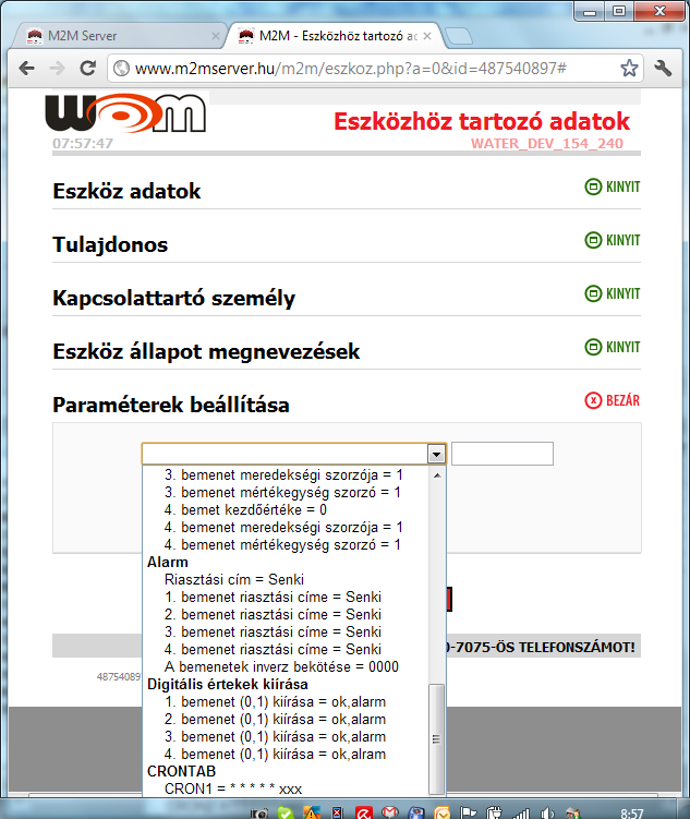 Kapcsolat2: Tulajdonos: Példa: A Kapcsolattartónál megadott Értesítendő Személy 2 értéknél megadott telefonszám/email A Tulajdonosnál megadott telefonszám(ok)/email cím(ek) Tulajdonos (jelentése: