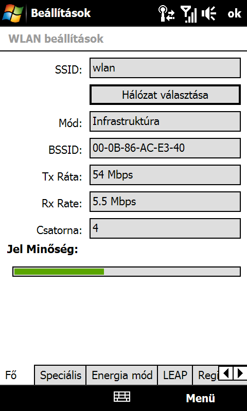 Internet 165 A Wi-Fi hálózati állapot ellenőrzése A címsorban levő Wi-Fi állapotikon mellett ellenőrizheti az aktuális Wi-Fi kapcsolat állapotát a következő képernyők bármelyikéről is: WLAN