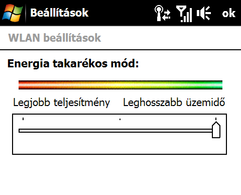 2. Az Energiatakarékos mód csúszkát húzza abba az állásba, amely a lehető legkisebb energiafogyasztás mellett biztosít optimális teljesítményt.