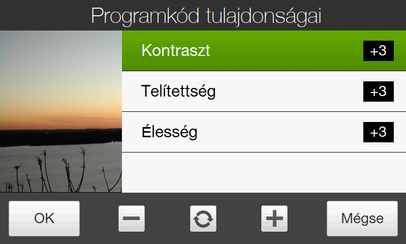 2 3 4 5 6 1 Kamera és multimédia 217 1 A módosításhoz kattintson a megfelelő beállításra. 2 Beállítás mentése. 3 Érték csökkentése. 4 Az összes tulajdonság visszaállítása alapértékre.