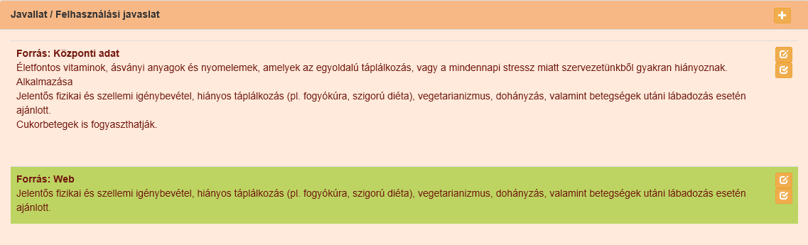 Adott termék tartalma A termék sorára kattintva a készítmény adatlapja látható. Az adatlapon az alábbi információk láthatóak.