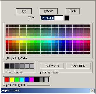 1.1.10 A RAJZELEMEK SZÍNE Format Color... A color parancs kiadását követõen, beállíthatjuk a rajzelemek aktuális színét, amely addig lesz érvényben, míg egy újabb color paranccsal mást nem állítunk be.
