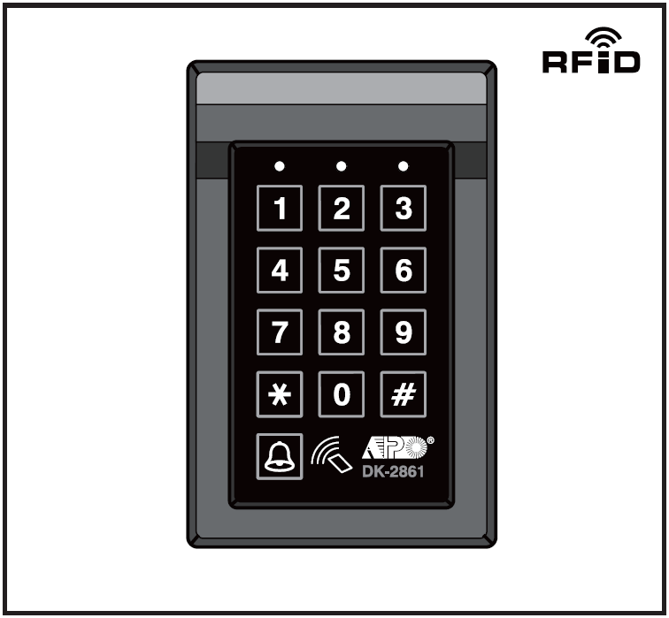 KÜLTÉRI IDŐJÁRÁSÁLLÓ KÓDZÁR RFID OLVASÓVAL WIEGAND ÉS APO DATA I/O DK-2861 ÉS