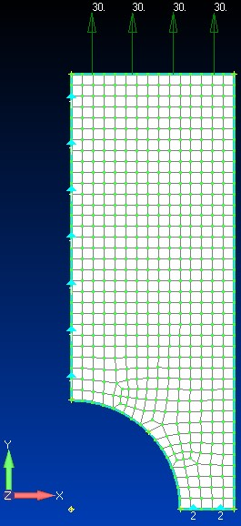 Végeselemes hálózás Mesh/Mesh Control/Default Size In Default Mesh Size dialog box set Size=1 Mesh/Geometry/Surface In Entity Selection-Select Surfaces to Mesh dialog box click Select All, then click