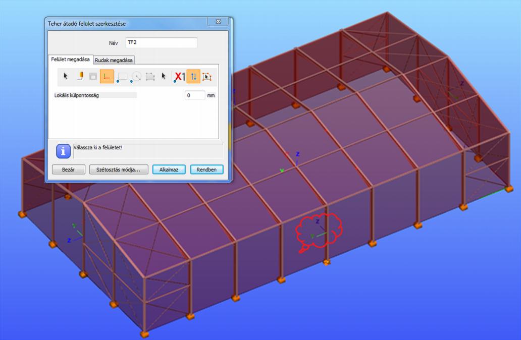 Fontos a teherátadó felületek lokális koordinátarendszerét ellenőrizni!