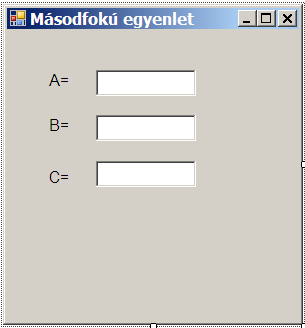 Másodfokú egyenlet megoldása Textbox