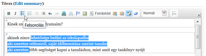 68. oldal 2. A Drupal felhasználói szemmel 2.49. ábra. Problémák szöveg beillesztése után Nézzük sorba a problémákat. A 2.