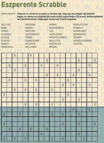 Szókeresők, scrabble, könnyed keresztrejtvények: A felsorolt típusokban a szavakkal játszunk: Hol megkeresni kell őket, hol beírni a megadott ábrába, de van, hogy az ábra kitalálása is a fejtő