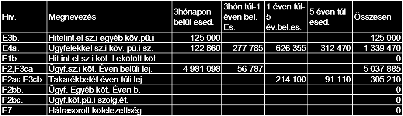 5.) Betét biztosítási alapokban és intézményvédelmi alapokban való részvétel S.sz. Alap/intézmény megnevezése Hozzájárulás az alaphoz eft 01. Országos Betétbiztosítási Alap 2 316 02.