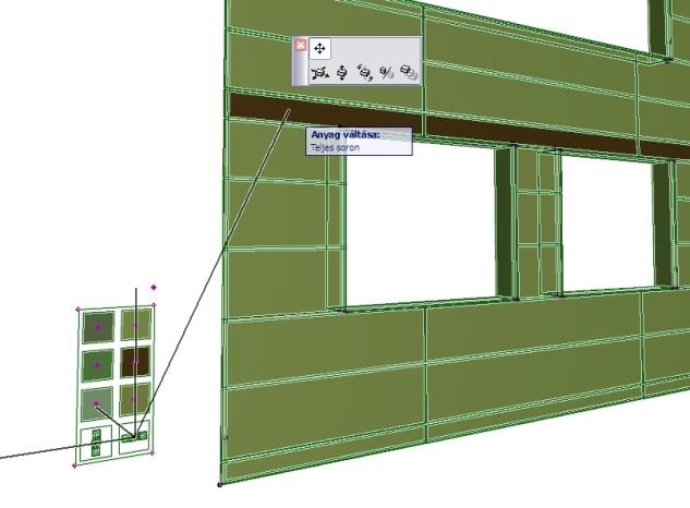 2.5 Falpanelek színezése Az Equitone falburkolat elemeinek színezéséhez válassza ki a falpanelt a 3D nézetben. A tárgybeállító ablakban az Anyagok - aloldalon nyomja meg a Színválasztó paletta gombot.