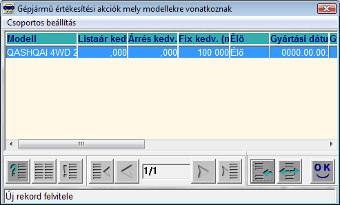 Az adatok kitöltése után meg kell nyomni a mentés ( ) nyomógombot, így az adatok mentésre kerülnek, ezután kilépés ( ) nyomógomb segítségével visszatér a rendszer az előző Gépjármű értékesítési