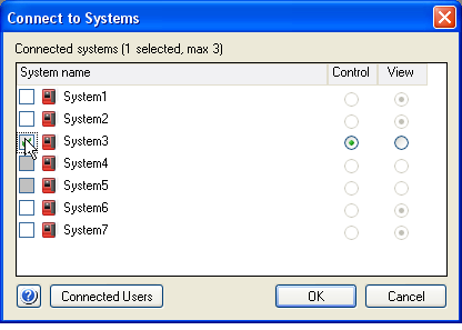 3 Indítás Lépés 1 Művelet A System Control modulban kattintson a Connect to Systems ikonra. Eredmény: Megnyílik a Connect to Systems párbeszédablak.