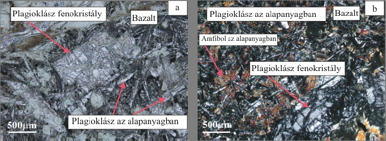 4.3.2. Plagioklász A plagioklászoknak két generációja különíthető el (10a-b. ábra). Az első generációs, azaz plagioklász fenokristály viszonylag üde és színtelen (10a.