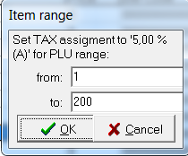 5 max. 99.999Ft 6 max. 999.999Ft 7 max. 9.999.999Ft A fenti beállítások bármelyikét érvényesíteni lehet az összes PLU-ra ill. tetszés szerinti PLU tartományra.