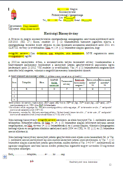 KMTR rendszer funkciói - kárbejelentés Agrárkár megállapító szerv (Megyei Korm. hiv.