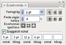 ILLUSTRATOR CS3 153 Objektum ecsetvonásainak meghatározása Az Ecsetvonás panelen (Ablak > Ecsetvonás) állíthatja be, hogy egy vonal folytonos vagy szaggatott legyen.