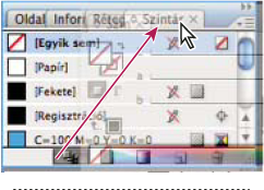ILLUSTRATOR CS3 20 Ha el szeretné távolítani valamelyik panelt, kattintson a Bezárás ikonjára (a fülének jobb felső sarkában látható X), vagy törölje a jelölését az Ablak menüben.