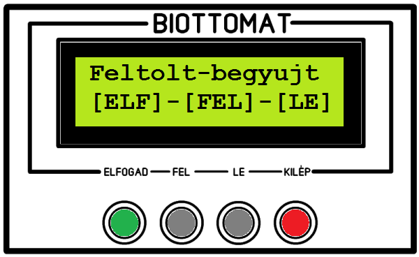Az [ELFOGAD] gomb megnyomására az alábbi főmenü jelenik meg a képernyőn A főmenü képernyője A menüben a [FEL] és [LE] gombokkal választhat a funkciók közül. A funkció kiválasztást a >.