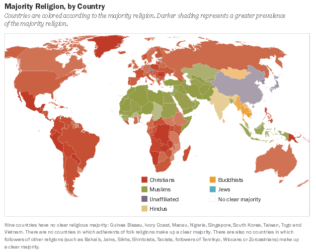 3.3. ábra: A világ vallási térképe (2010) Forrás: Pew Research Center: The