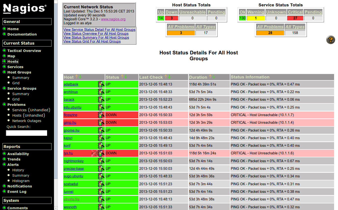 A hálózati szolgáltatások monitorozása: Nagios 3.