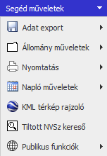 8. Segéd műveletek 8.1. Adat export A Segéd műveletek/adat export menün keresztül a következőket lehet véghezvinni: A Tábla-, KET-, Napló-, TGT- (Tápanyag gazd.