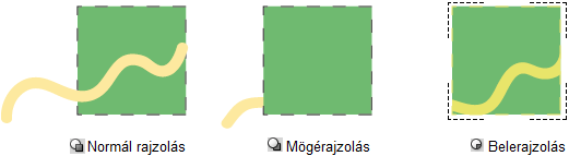 ISMERKEDÉS A PROGRAMMAL 47 Ugyanazon a rétegen rajzolhatunk egy kijelölt objektum mögé vagy az objektumba.