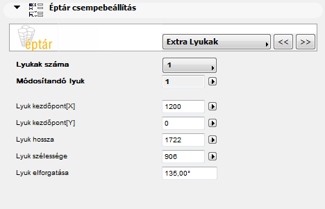 5.1.4 Extra lyukak A csempézésből kimaradó padlószakaszok, például a kádak alatti terület számára lyukakat tudunk kihagyni a csempefelületből.