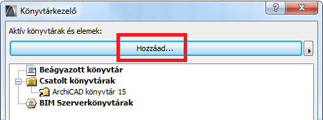 2 Könyvtár betöltése A könyvtár betöltéséhez nyissa meg a Fájl / Könyvtári elemek /Könyvtárkezelő menüt. A Hozzáad gombra kattintva válassza ki és adja hozzá az eptar_tiling_library könyvtárat.