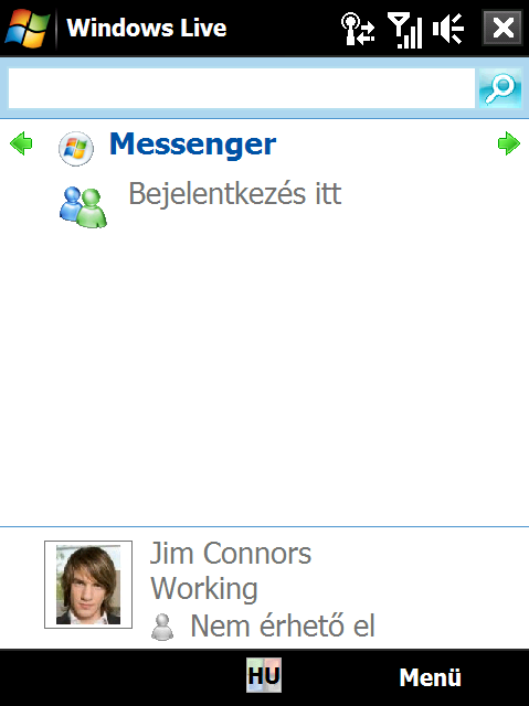 Ha a Windows Live rendszerbeli névjegyek tárolása a mobiltelefon telefonkönyvében beállítást választja, akkor a Windows Live partnerek hozzáadódnak a névjegylistához és a Windows Live Messengerhez a