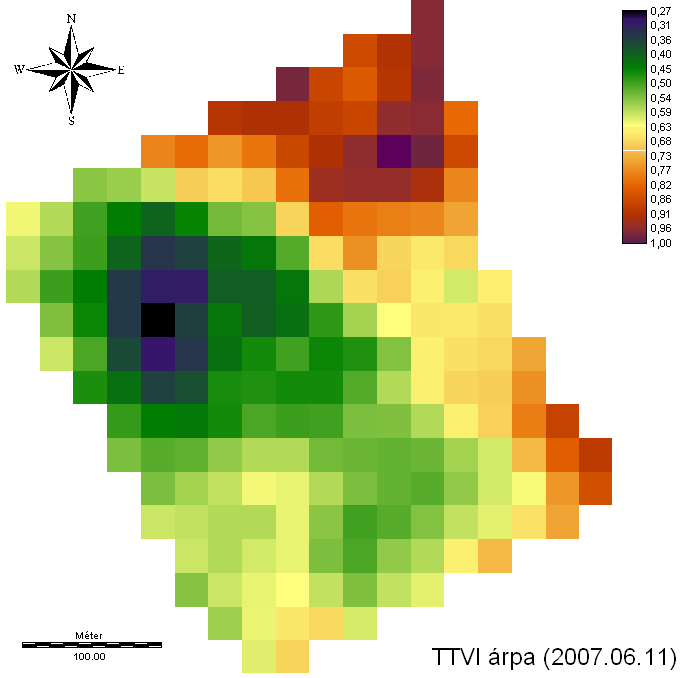 A Korrigált Transzformált Vegetációs Index (Corrected Transformed Vegetation Index) NDVI + 0.5 CTVI = ABS( NDVI + 0.5) ABS( NDVI + 0.