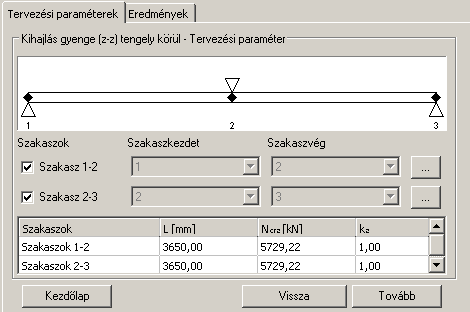 3 M4.4 ábra: Tervezési paraméterek módosítása az erős (-) tengel körüli kihajlás vizsgálatához Az utóbb említett szelektív numerikus stabilitásvizsgálati eljárás alkalmazása meghaladja a jelen