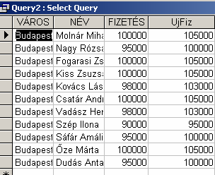 25. Ábra Paraméteres származtatott értéket tartalmazó lekérdezés terve... 26. Ábra -...indítása... 27. Ábra -.. és eredménye 3.