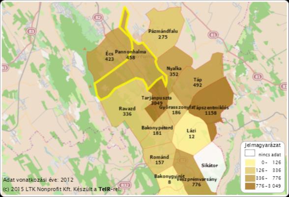 70 1.9-10. ábra: Egy lakosra jutó bruttó hozzáadott érték (millió Ft-ban). Forrás: TeIR, 2015. 1.9-11.