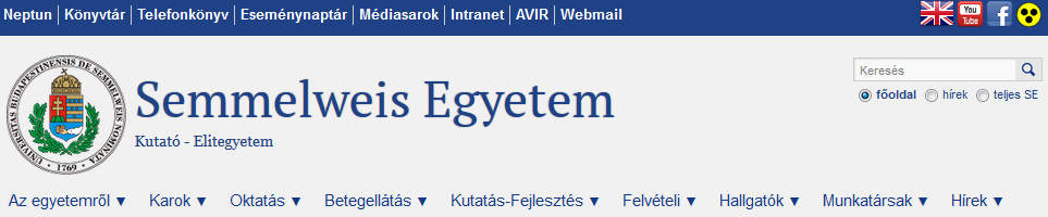 2. AVIR indítása Böngésző: http://semmelweis-egyetem.