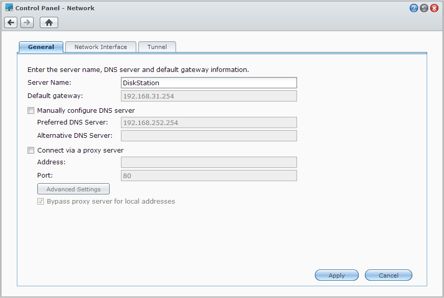 Synology DiskStation használati utasítása Hálózati beállítások megváltoztatása Menjen a Főmenü > Vezérlőpult > Hálózat menüpontba a Synology DiskStation alábbi hálózati beállításainak módosításához.