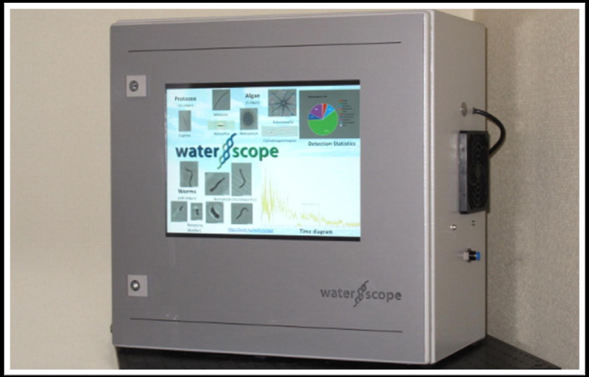 WaterScope On-line digitális mikrobiológiai monitoring rendszer o Méri és folyamatosan ellenőrzi a víz állapotát o Detektálja mikroorganizmusokat - algákat, protozoakat, férgeket,