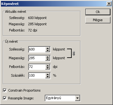 Méretezés A kép felhasználásának