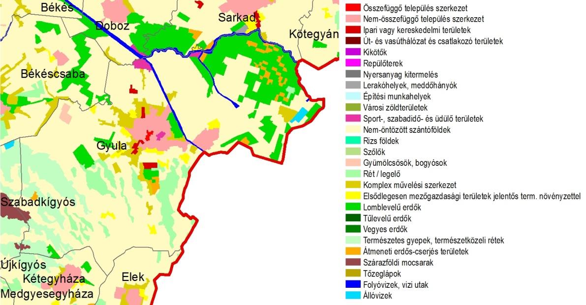 HELYZETFELTÁRÓ- HELYZETELEMZŐ - HELYZETÉRTÉKELŐ MUNKARÉSZEK 90 16. térkép: Település és környékének tájhasználati térképe Forrás: Corine 1.12.2 Védett, védendő táji és természeti értékek, területek 1.