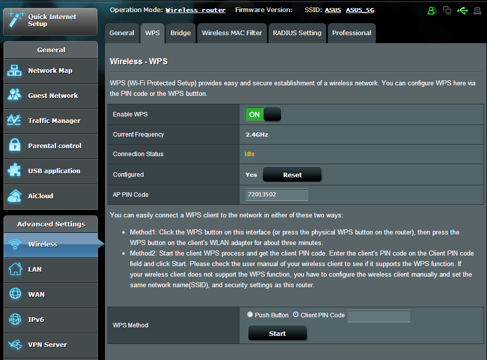 4.1.2 WPS A WPS (Wi-Fi Protected Setup) [Wi-Fi védett beállítás] egy vezeték nélküli biztonsági szabvány, amely lehetővé teszi eszközök könnyű csatlakoztatását egy vezeték nélküli hálózathoz.