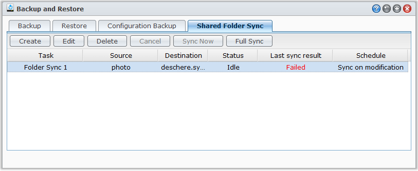 Synology RackStation használati utasítása További információk A konfigurációk, amelyekről biztonsági mentés készül: Felhasználók, csoportok és megosztott mappák Munkacsoport, tartomány és LDAP