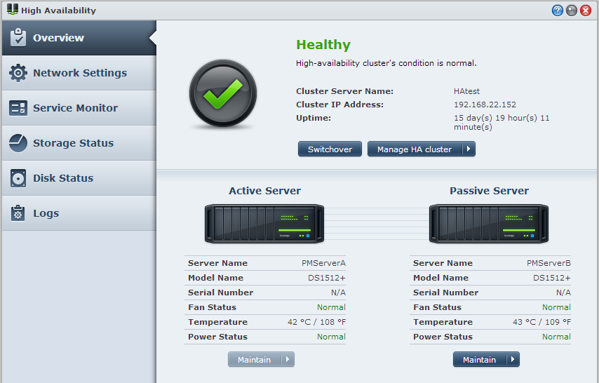 Fejezet Nonstop szolgáltatás biztosítása a Fejezet 17: Synology High Availability segítségével 17 A High Availability kifejezés egy olyan szerverelrendezési megoldásra utal, melynek célja az, hogy