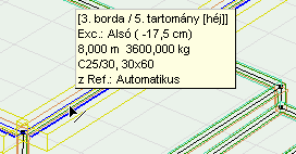 122 AxisVM 10 A szelvény elhelyezése után láthatóvá válik a keresztmetszet 1. és 2. inercia fıiránya, súlypontja, és a szelvény keresztmetszeti adatai.