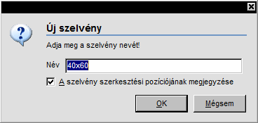 Lépésrıl lépésre kézikönyv 7 Téglalap szelvény A Téglalap szelvény ikonra klikkelve a következı ablak